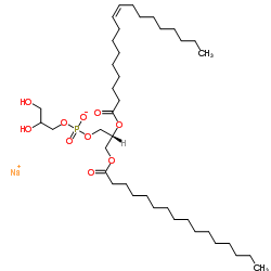 1-棕榈酰-2-油烯基-sn-甘油-3-磷酰-rac-(1-甘油)钠盐结构式