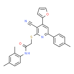 2-((3-cyano-4-(furan-2-yl)-6-(p-tolyl)pyridin-2-yl)thio)-N-(2,4-dimethylphenyl)acetamide Structure