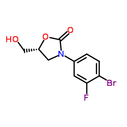 (5R)-3-(4-溴-3-氟苯基)-5-羟甲基恶唑烷-2-酮结构式
