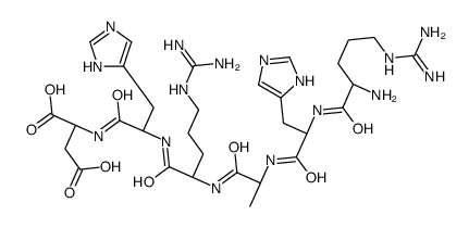 (2S)-2-[[(2S)-2-[[(2S)-2-[[(2S)-2-[[(2S)-2-[[(2S)-2-amino-5-(diaminomethylideneamino)pentanoyl]amino]-3-(1H-imidazol-5-yl)propanoyl]amino]propanoyl]amino]-5-(diaminomethylideneamino)pentanoyl]amino]-3-(1H-imidazol-5-yl)propanoyl]amino]butanedioic acid Structure