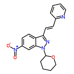 (E)-6-Nitro-3-(2-(pyridin-2-yl)vinyl)-1-(tetrahydro-2H-pyran-2-yl)-1H-indazole Structure