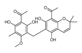 1-[3-[(8-acetyl-5,7-dihydroxy-2,2-dimethylchromen-6-yl)methyl]-2,6-dihydroxy-4-methoxy-5-methylphenyl]ethanone Structure
