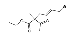 ethyl 2-methyl-2-(4-bromo-2(E)-butenyl)-3-oxobutanoate结构式