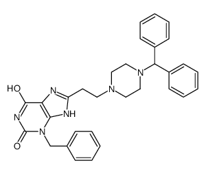 8-[2-(4-benzhydrylpiperazin-1-yl)ethyl]-3-benzyl-7H-purine-2,6-dione Structure