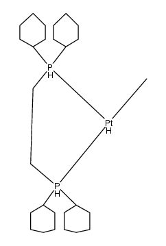 cis-methylhydrido{bis(dicyclohexylphosphino)ethane}platinum(II) Structure