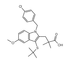 3-[N-(p-chlorobenzyl)-3-(t-butylthio)-5-methoxyindol-2-yl]-2,2-dimethylpropanoic acid Structure