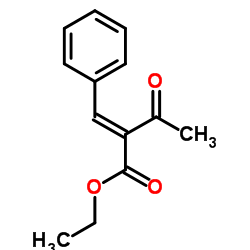 Ethyl (2E)-2-benzylidene-3-oxobutanoate structure
