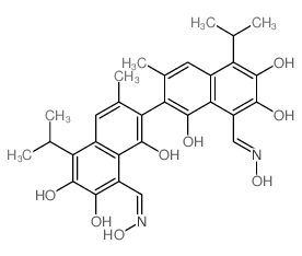 [2,2'-Binaphthalene]-8,8'-dicarboxaldehyde,1,1',6,6',7,7'-hexahydroxy-3,3'-dimethyl-5,5'-bis(1-methylethyl)-, 8,8'-dioxime picture