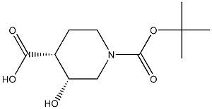 rel-(3R,4R)-1-(tert-Butoxycarbonyl)-3-hydroxypiperidine-4-carboxylic acid Structure