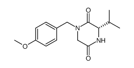 (S)-N(1)-(p-methoxybenzyl)-3-isopropylpiperazine-2,5-dione结构式