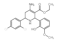 3-Pyridinecarboxylicacid,4-amino-6-(2,4-dichlorophenyl)-1,2,5,6-tetrahydro-2-(2-hydroxy-3-methoxyphenyl)-,ethyl ester Structure