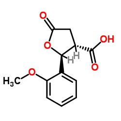 反式-2-(2-甲氧基苯基)-5-氧代四氢呋喃-3-羧酸结构式