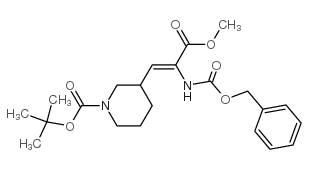 1-Boc-3-(2-Cbz-氨基-2-甲氧基羰基-乙烯基)哌啶结构式