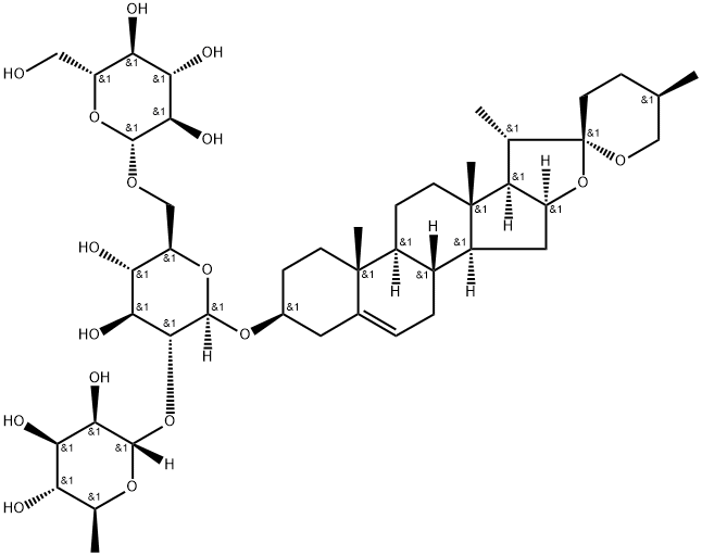 Diosgenin-3-O-rhamnosyl(1→2)[glucosyl(1→6)]glucoside Structure