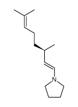 (R)-(-)-(E)-1-Pyrrolidino-3,7-dimethyl-1,6-octadiene结构式