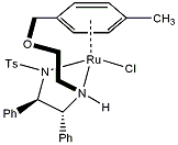 N-[(1R,2R)-1,2-二苯基-2-(2-(4-甲基苄氧基)乙基氨基)乙基]-4-甲基苯磺酰胺(氯)钌(II)结构式