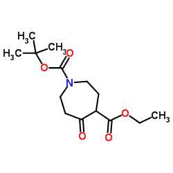 1-Boc-5-氧代氮杂环庚烷-4-甲酸乙酯结构式