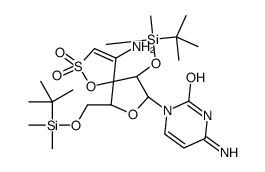 4-amino-1-[(6R,8R,9R)-4-amino-9-[tert-butyl(dimethyl)silyl]oxy-6-[[tert-butyl(dimethyl)silyl]oxymethyl]-2,2-dioxo-1,7-dioxa-2λ6-thiaspiro[4.4]non-3-en-8-yl]pyrimidin-2-one结构式