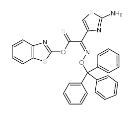 (Z)-2-(2-氨基噻唑-4-基)-2-三苯甲氧亚氨基硫代乙酸(S-2-苯并噻唑)酯结构式