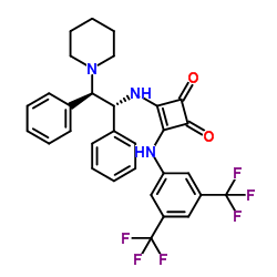 3-[[[3,5-双(三氟甲基)苯基]氨基]-4-[[((1R,2R)-1,2-二苯基-2-(1-哌啶基)乙基]氨基]-3-环丁烯-1 ,2-二酮结构式