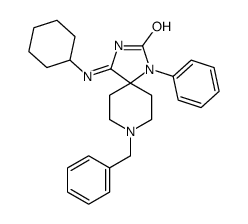 4-(环己基氨基)-1-苯基-8-(苯基甲基)-1,3,8-三氮杂螺[4.5]-3-癸烯-2-酮结构式