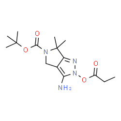 叔-丁基 3-氨基-6,6-二甲基-2-(丙酸基)-4,6-二氢吡咯并[3,4-c]吡唑-5(2H)-甲酸基酯结构式