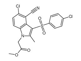 5-chloro-3-[(4-chlorophenyl)sulfonyl]-4-cyano-2-methyl-1H-indole-1-acetic acid methyl ester Structure