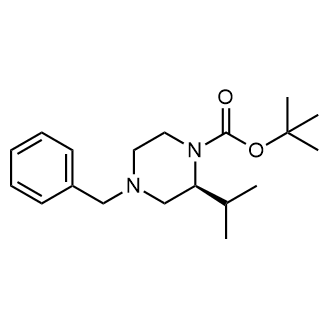 (S)-叔丁基 4-苄基-2-异丙基哌嗪-1-羧酸酯结构式