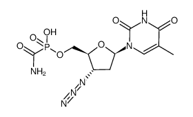 5'-aminocarbonylphosphonyl-3'-azido-2',3'-dideoxythymidine结构式