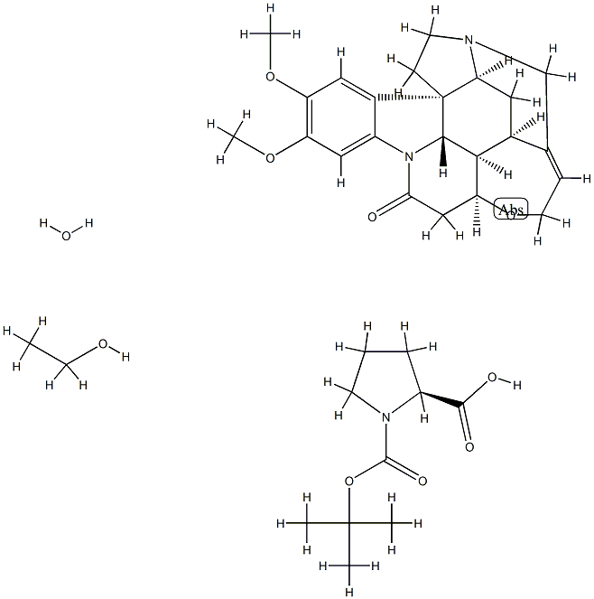 番木鳖碱 (S)-1-叔丁氧羰基吡咯烷-2-羧酸乙酯一水合物结构式