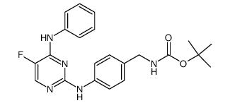 [4-(5-Fluoro-4-phenylamino-pyrimidin-2-ylamino)-benzyl]-carbamicacid tert-butyl ester结构式