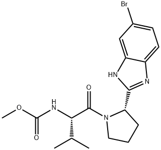 (S)-1-((S)-2-(6-溴-1H-苯并[D]咪唑-2-基)吡咯烷-1-基)-3-甲基-1-氧代丁烷-2-基氨基甲酸甲酯结构式