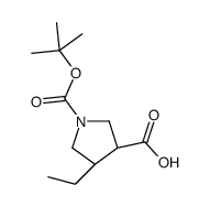 (3R,4R)-1-[(叔丁氧基)羰基]-4-乙基吡咯烷-3-羧酸结构式