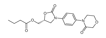 butyric acid-5(R)-2-oxo-3-[4-(3-oxo-morpholin-4-yl)-phenyl]oxazolidin-5-yl-methyl ester结构式