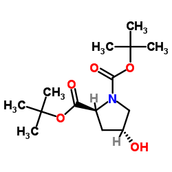(2S,4R)-双-叔丁基4-羟基吡咯烷-1,2-二甲酸酯结构式