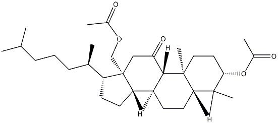 3β,18-Dihydroxy-5α-lanostan-11-one diacetate结构式