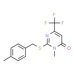 3-Methyl-2-[(4-methylbenzyl)sulfanyl]-6-(trifluoromethyl)-4(3H)-pyrimidinone结构式