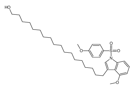 18-[4-methoxy-1-(4-methoxyphenyl)sulfonylindol-3-yl]octadecan-1-ol结构式