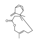 丁酸-2-甲基-5-[2-甲基-3-亚甲基二环[2.2.1]庚-2-基]-2-戊烯酯结构式
