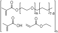 2-甲基-2-丙烯酸与丙烯酸乙酯和聚乙二醇单甲基丙烯酸酯-C16-18-烷基醚的聚合物结构式