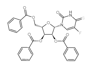 5-FLUORO-4-THIO-1-(2'', 3'', 5''-TRI-O-BENZOYL-β-L-RIBOFURANOSYL)URACIL结构式