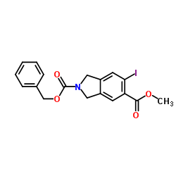 2-Benzyl 5-methyl 6-iodo-1,3-dihydro-2H-isoindole-2,5-dicarboxylate结构式