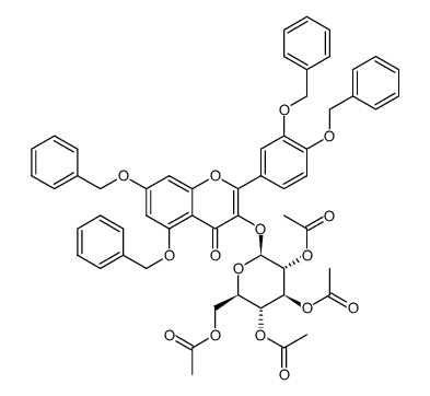 (2R,3R,4S,5R,6S)-2-(acetoxymethyl)-6-((5,7-bis(benzyloxy)-2-(3,4-bis(benzyloxy)phenyl)-4-oxo-4H-chromen-3-yl)oxy)tetrahydro-2H-pyran-3,4,5-triyl triacetate Structure