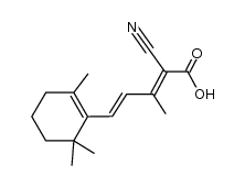 (4E)-2-cyano-3-methyl-5-(2,6,6-trimethylcyclohex-1-en-1-yl)penta-2,4-dienoic acid结构式