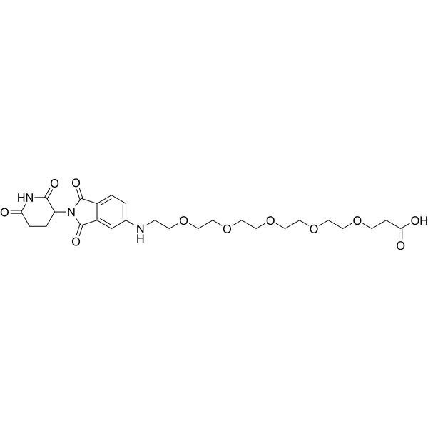Pomalidomide-5'-PEG5-C2-COOH Structure