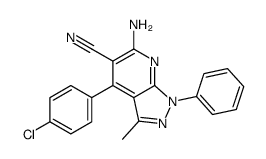 6-氨基-4-(4-氯苯基)-3-甲基-1-苯基-1H-吡唑并[3,4-b]吡啶-5-甲腈结构式