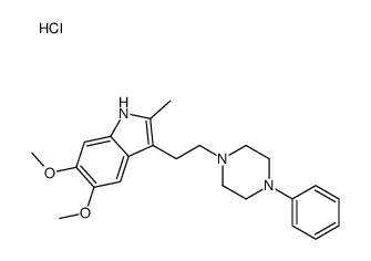 5,6-二甲氧基-2-甲基-3-[2-(4-苯基-1-吡嗪基)乙基]-1H-吲哚盐酸盐结构式