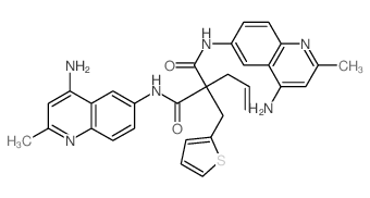 N,N-bis(4-amino-2-methyl-quinolin-6-yl)-2-prop-2-enyl-2-(thiophen-2-ylmethyl)propanediamide结构式