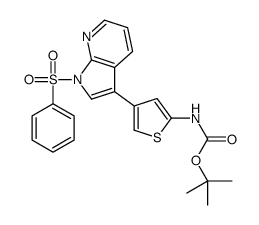 2-Methyl-2-propanyl {4-[1-(phenylsulfonyl)-1H-pyrrolo[2,3-b]pyrid in-3-yl]-2-thienyl}carbamate结构式