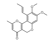 8,9-dimethoxy-2-methyl-10-(prop-1-enyl)pyrano[3,2-c][1]-benzopyran-4(5H)-one结构式